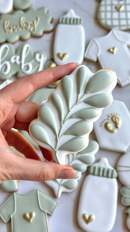 Classic Sage Green Baby Shower Cookies