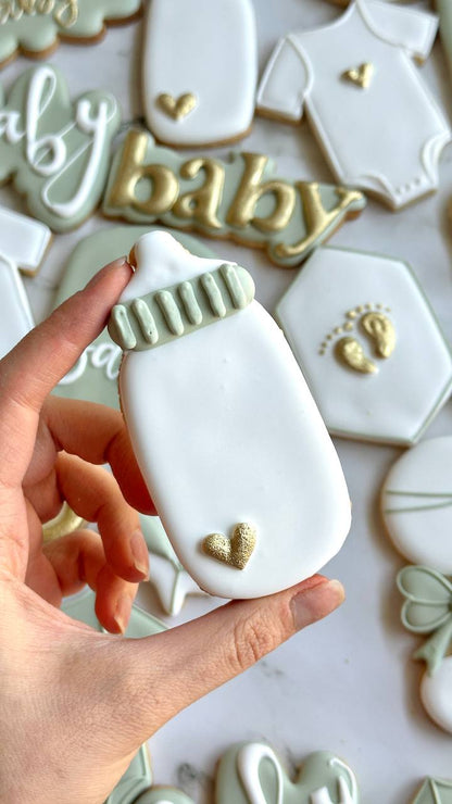 Classic Sage Green Baby Shower Cookies