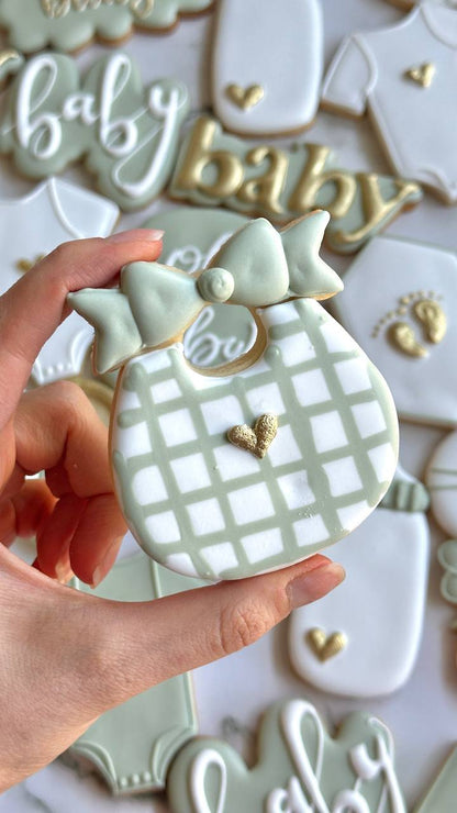Classic Sage Green Baby Shower Cookies