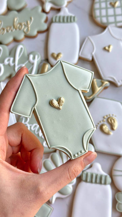 Classic Sage Green Baby Shower Cookies